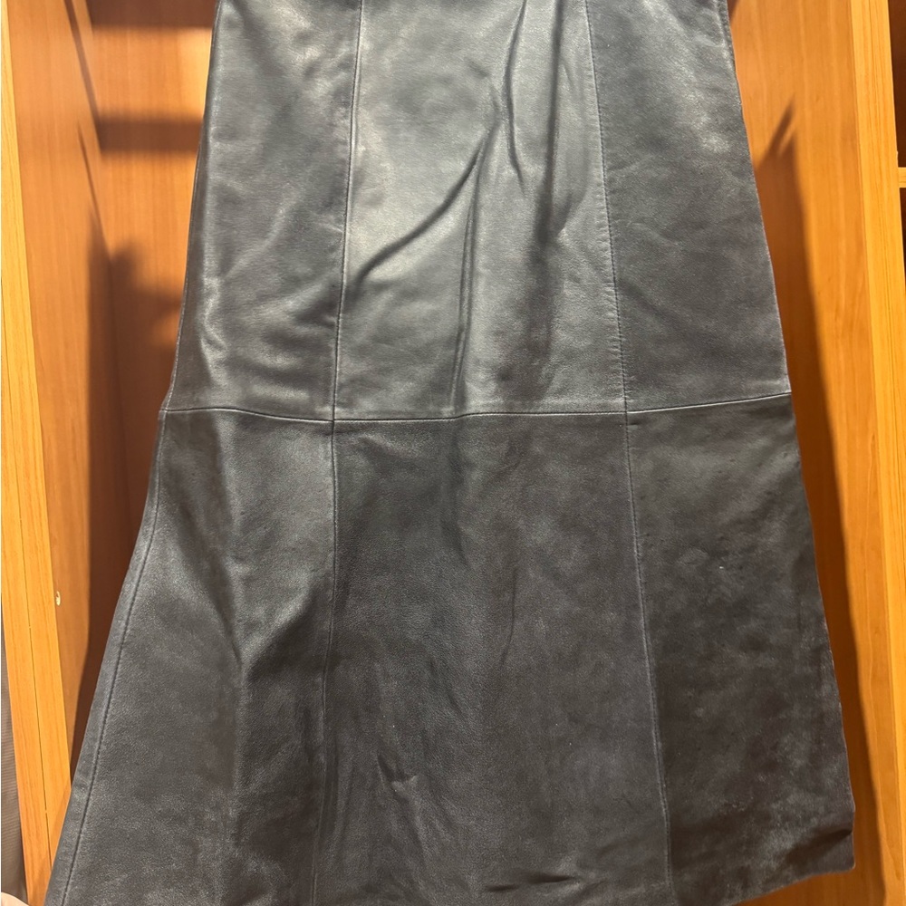 Sea New York Black A-Line Leather Skirt